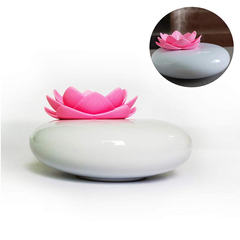 USB Humidifier Ultrasonic Atomizer Air Purifier, 200ml Lotus Ceramic Portable Essential Oil Diffuser