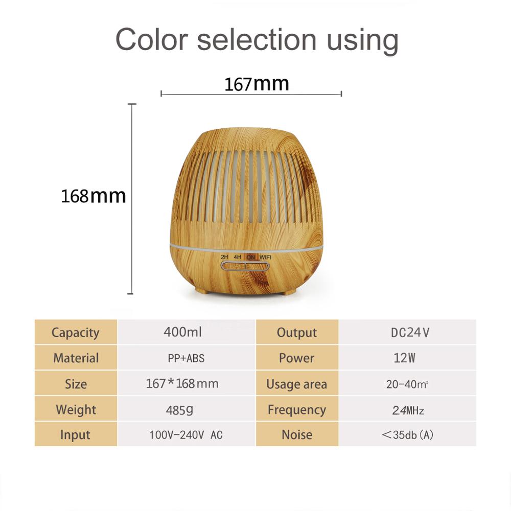 2019 New Tech WiFi Smart Aromatherapy Diffuser,Compatible with Alexa & Google Home ,App Control,400ml Dark Wood Grain Humidifier