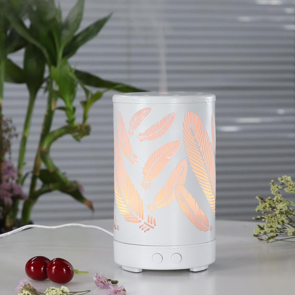 Metal Aromatherapy Diffuser 100ml  Home Decorative Essential Oils Diffuser with Leaf Design