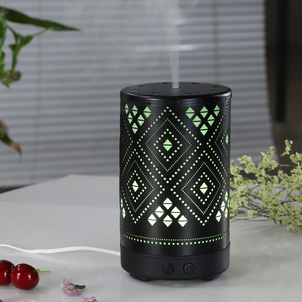 Whisper-Quiet Ultrasonic Essential Oil Diffuser, 100ml Metal LED Light Aroma Diffuser