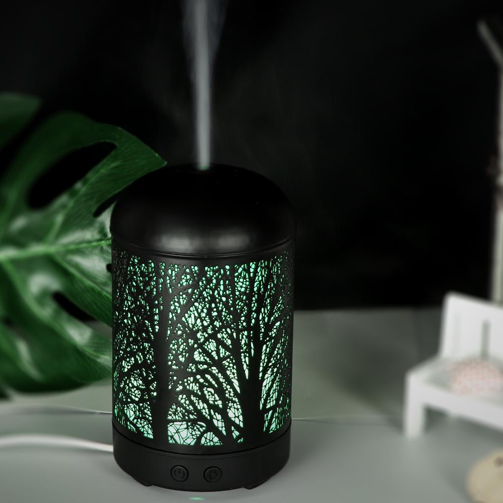 100ml Metal Essential Oil Diffuser with 7 Color LED Light, Yoga Room Air Humidifier