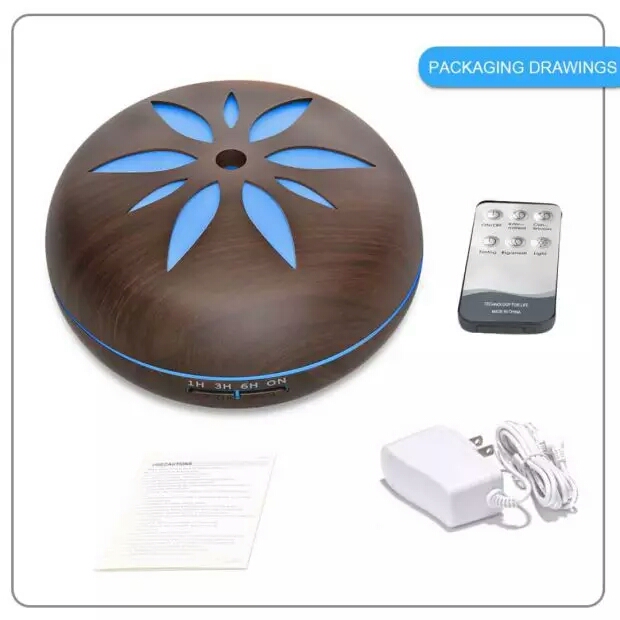 550ml Large Capacity Wood Grain Remote Control Essential Oil Diffuser