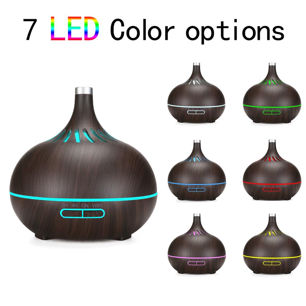 Tech Smart WiFi Essential Oil Diffuser,Compatible with Alexa & Google Home,App Control,400ml Dark Wood Grain,Free Cleaning Kit