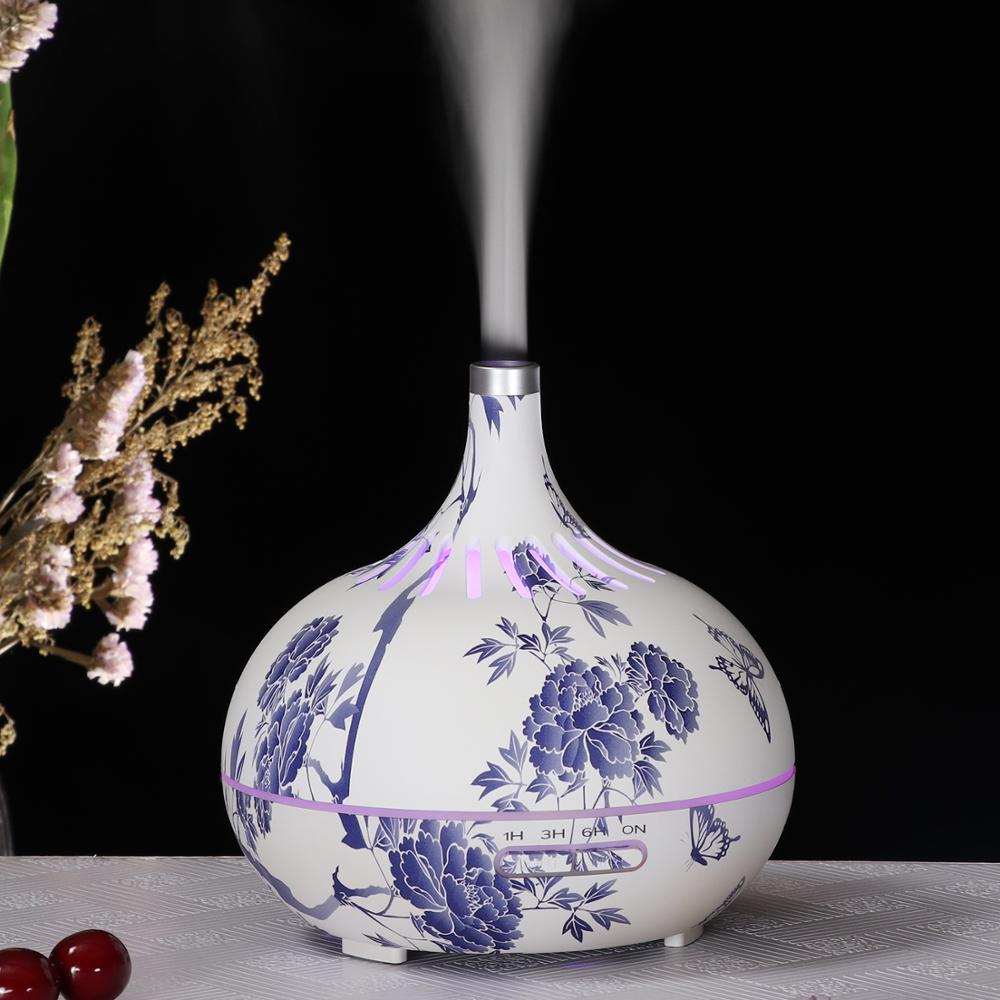 Blue and white porcelain Design Aroma Oil Diffuser, Chinese Bottle Cool Mist Flower Drawing Diffuser