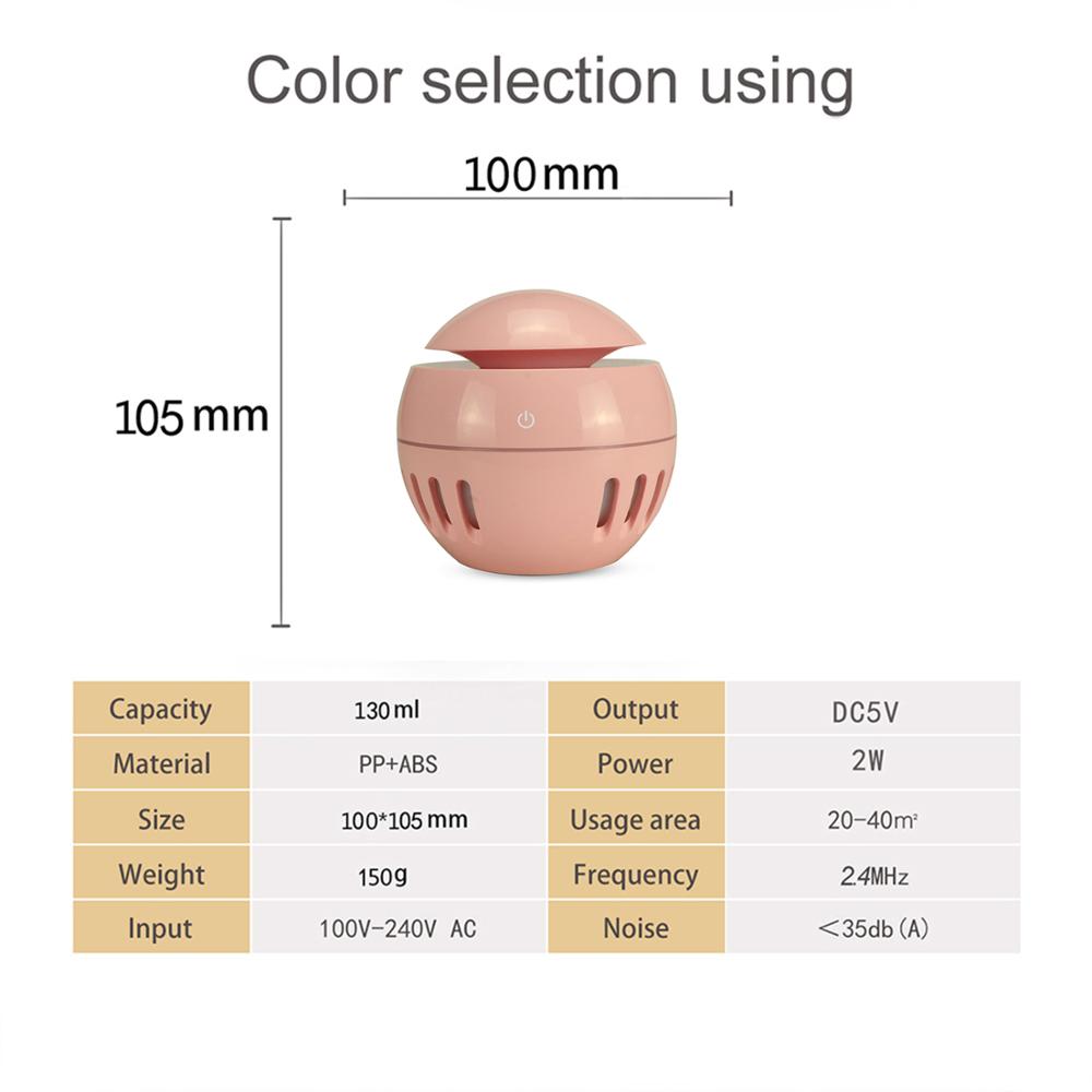 130ml USB Mini Portable Ultrasonic Humidifier Atomizer LED Air Diffuser Fresher Mist