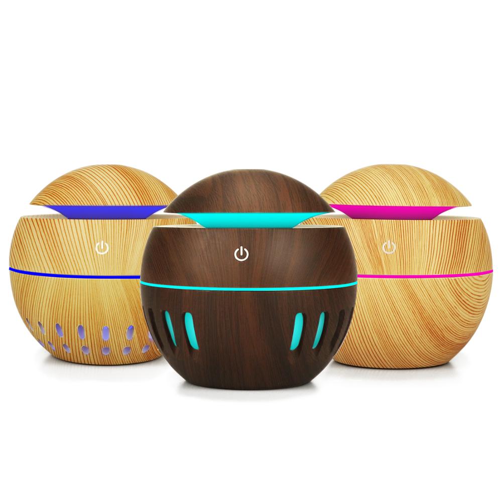 Electric Aroma Oil Diffuser Wood Grain Air Humidifier USB Mini Mist Maker LED Light for Home Office Yoga