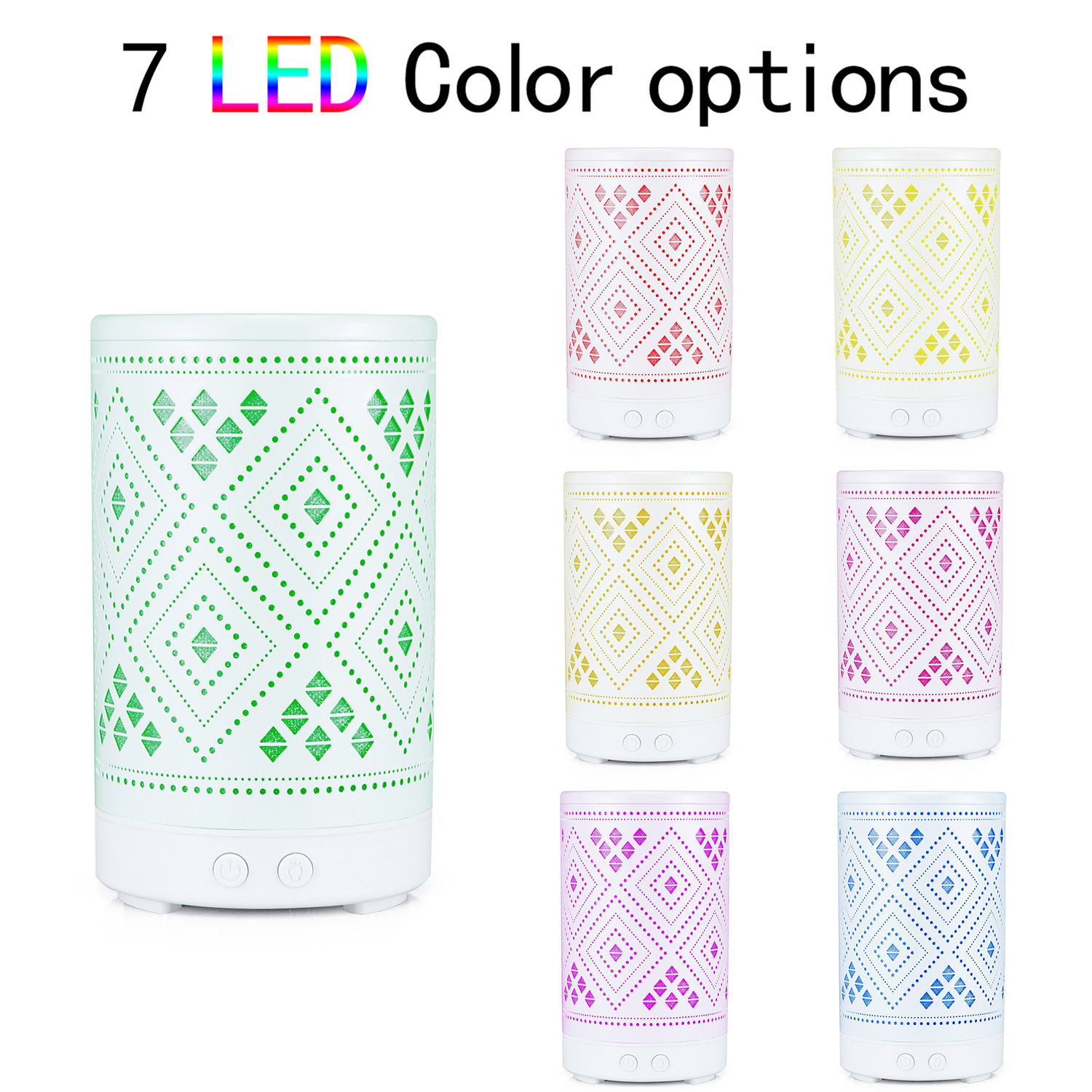 Metal Essential Oils Diffuser Air Humidifier 7 Colors Night Light Auto Shut Off Timer for Office Bedroom