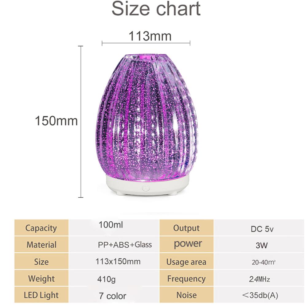 USB 5V 3D Glass Essential Oil Diffuser, 2019 New Cheap Cool Mist Air Purifier