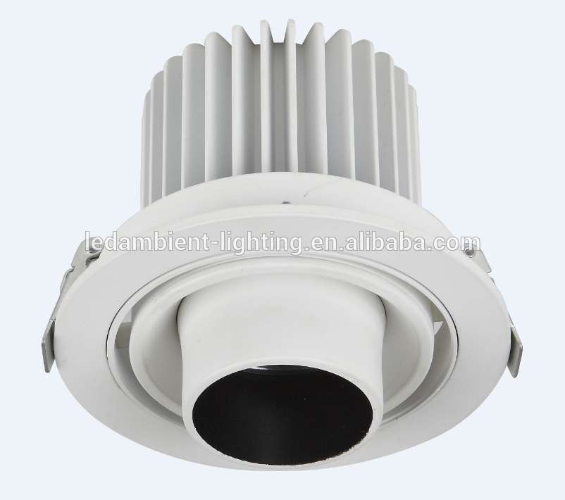 20w Recessed COB LED 360 degree gimbal rotated spot LED directional adjustable downlight with 2 inner ring