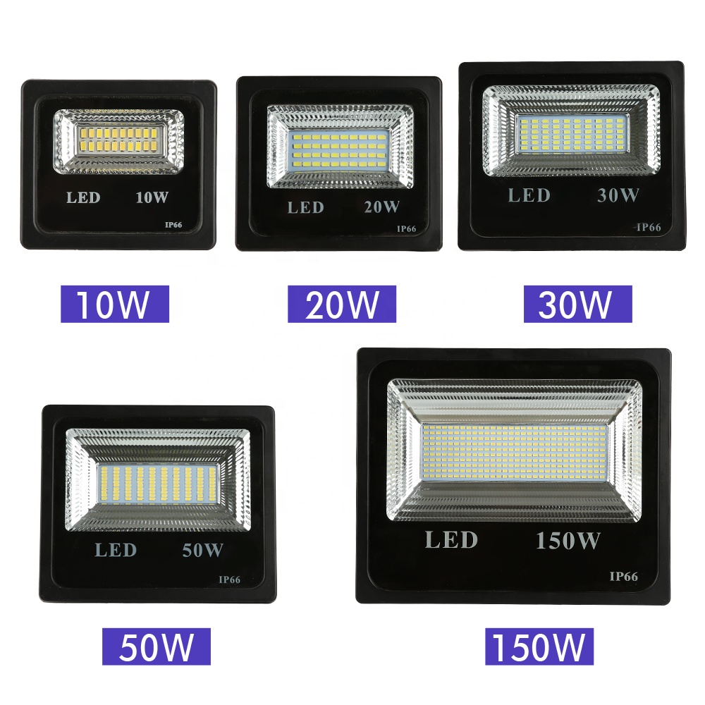 Factory Price Waterproof IP66 Outdoor LED Floodlight 10W 30W 50W 100W SMD Garden Lighting 2020 New Design High Lumens Floodlight