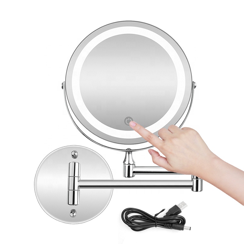 Magnifying Lighted Desktop Makeup Mirror Cosmetic Round LED Makeup Mirror CE RoHS Bathroom Mirror with LED Lights