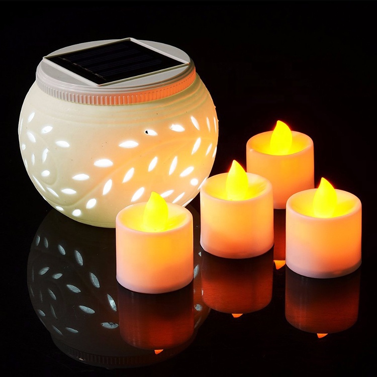 Beautiful Waterproof IP44  LED Solar Ceramic Lamp