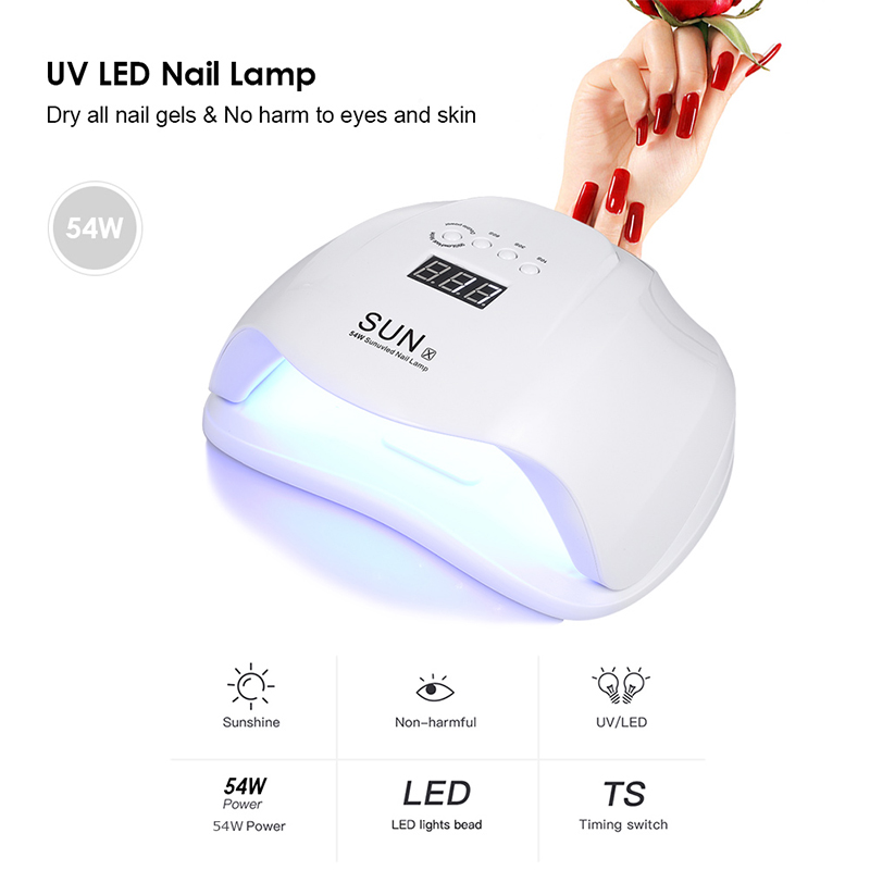 Wholesale UV/LED Dual Light Source High Quality Profession 54w Quick Drying Gel Dry UV/LED Nail Curing  UV Nails led Lamp