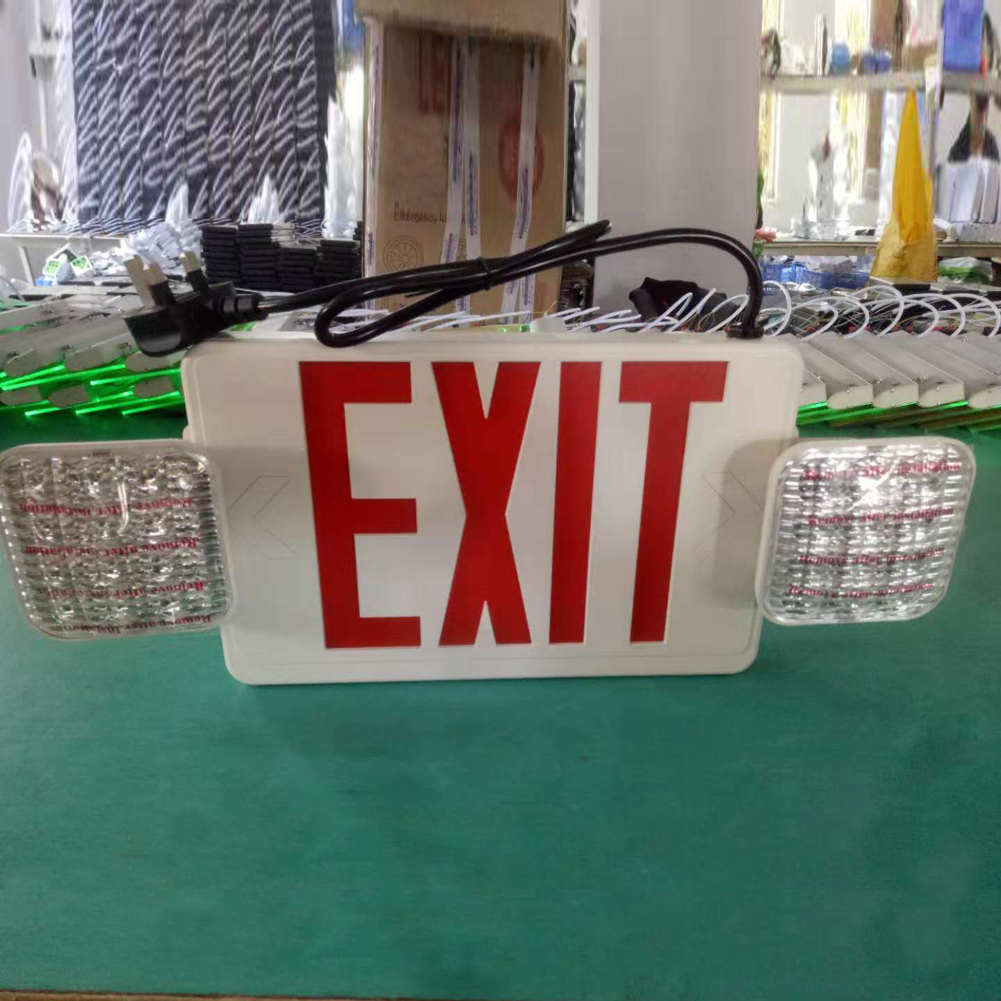 emergency led exit sign light  with emergency twin spot light
