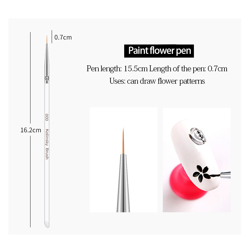 ODM/OEM Fashion Transparent Acrylic Design Nail Art Tools 3D Drawing Pen Nail Brush Set Striping Pen