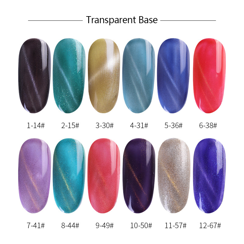 New Style Easy Soak Off UV 5D Magnetic  Cat Eye 12Color Gel Nail Polish  For Nail Salon