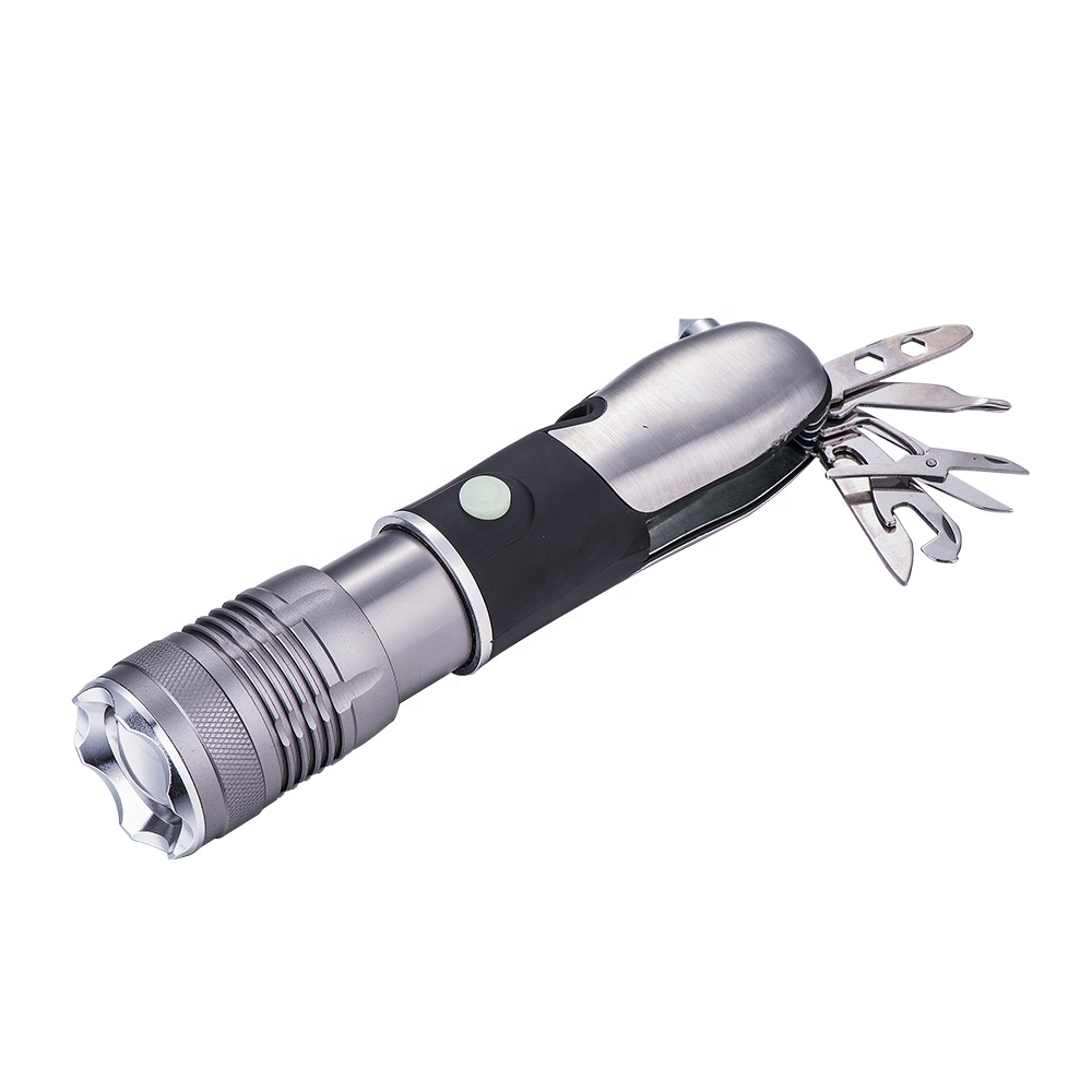 Aluminum Multi-tools Flashlight  With Safety Hammer