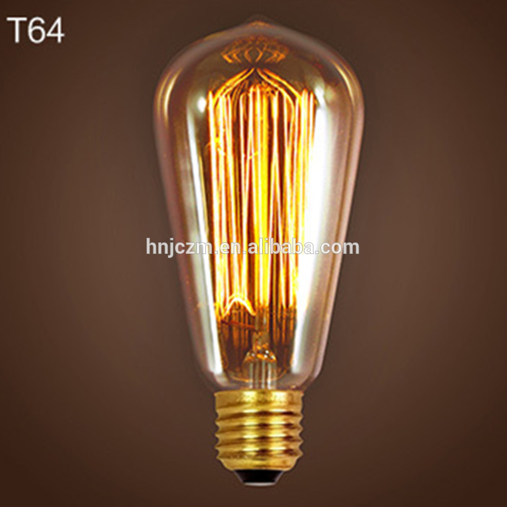 Wholesale retro decorative E27 ST64 vintage edison bulb 40W dimmable spiral filament incandescent lamp for decorative