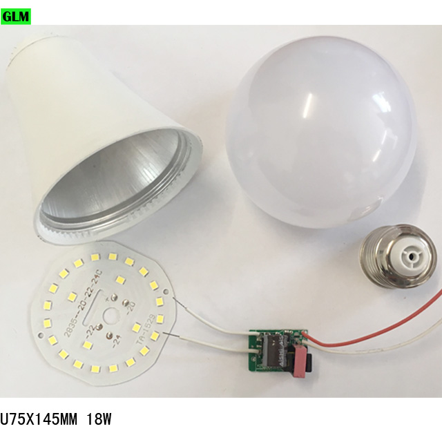 A75  LED BULB PLASTIC WITH ALUMINIUM  PARTS  SKD  18W E27 B22