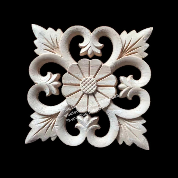 Furniture Wood Appliques Onlay Wood carved rosettes Applique furniture decor