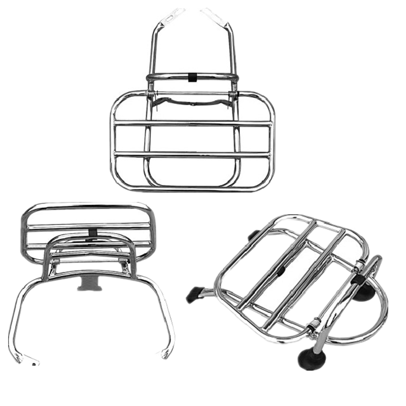 stainless steel silver scooter vespa GTS front luggage rack carrier