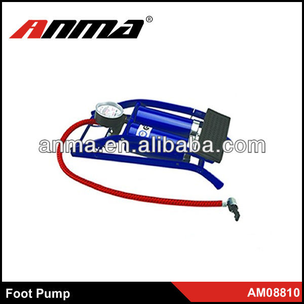 Hot sell high quality metal foot pump with tire gauge for bicycle motorbike foot pedal air pump