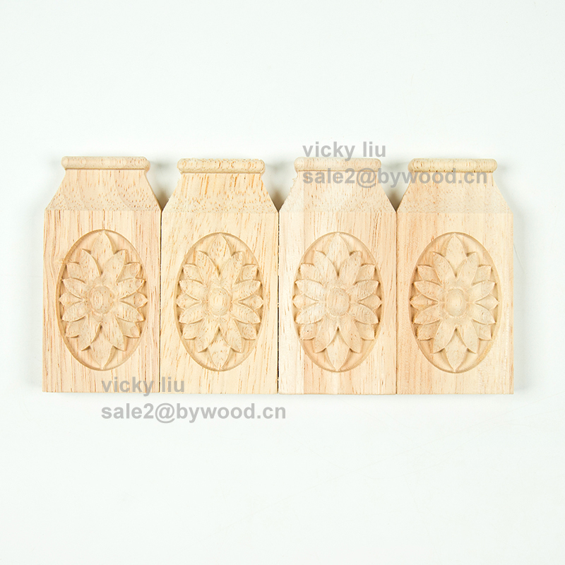 Solid wood small rectangular piece applique piece furniture joint cabinet door flower