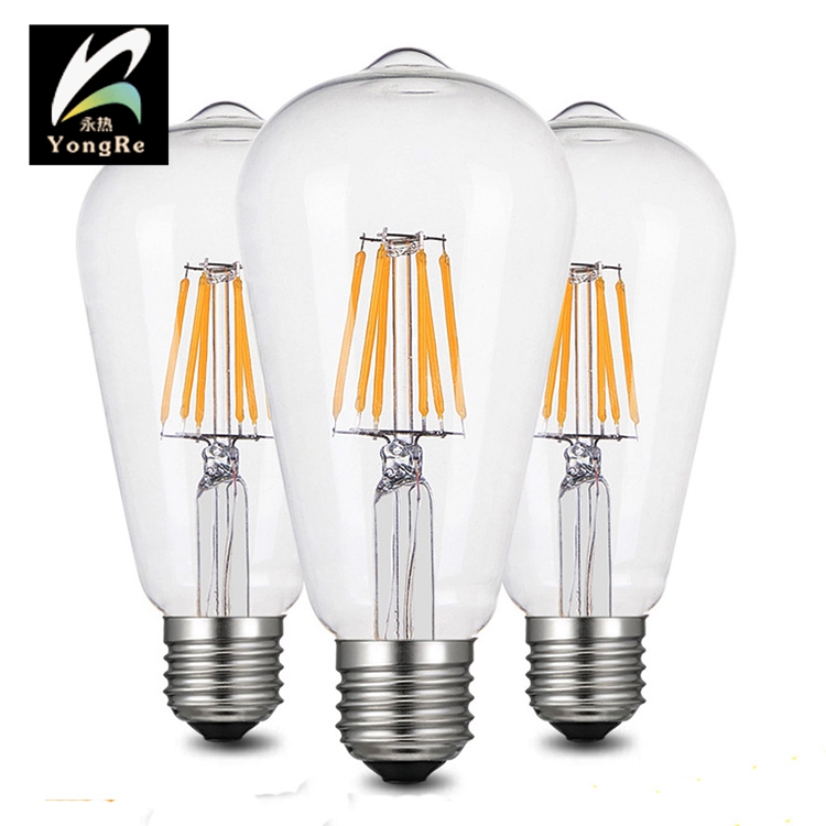 High Quality 110V Edison 6 Watt Dimmable St64 Filament Bulb E27 12W Led Lamp