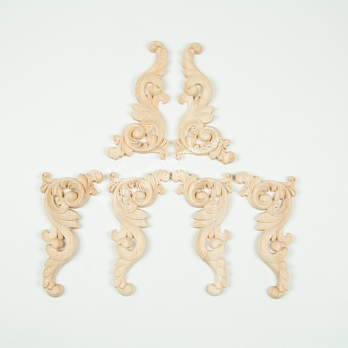 Wood Carved Corner Onlay Furniture Home Decorations Unpainted Applique