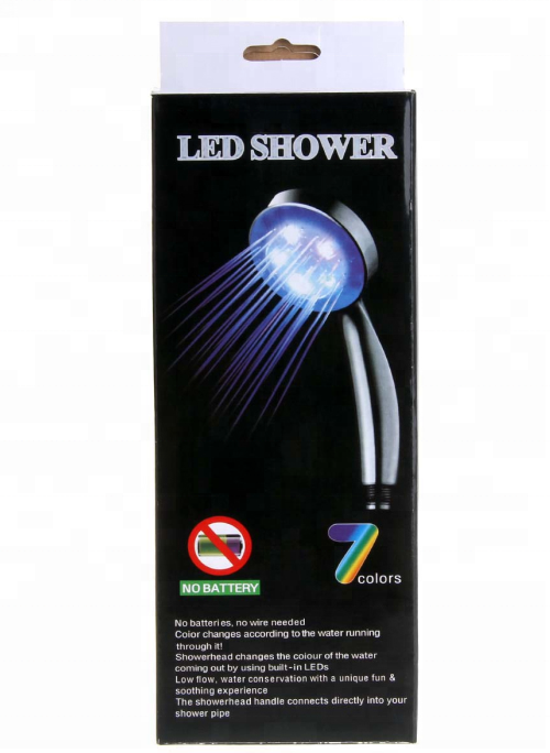 Automatic changing color led light smart bathroom abs chrome plastic hand held shower head