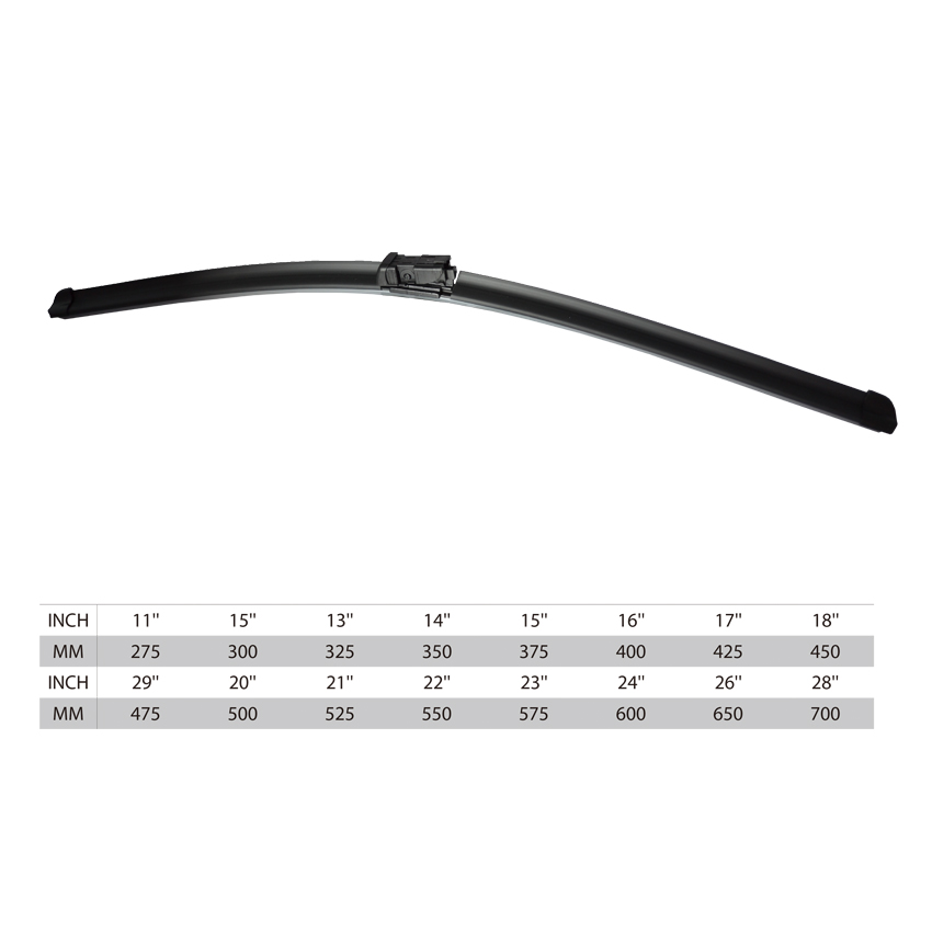 Universal frameless car wiper blade size in 12-28/best windshield wipers