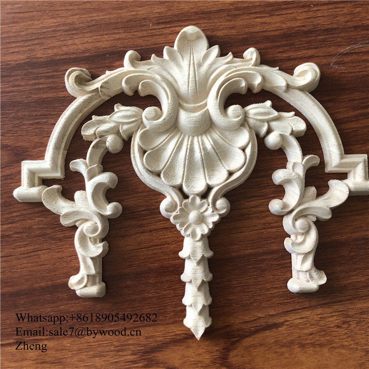 Natural wood carving hand carved wood onlays  antique wood onlays for cabinets Unpainted  Rubberwood  Applique