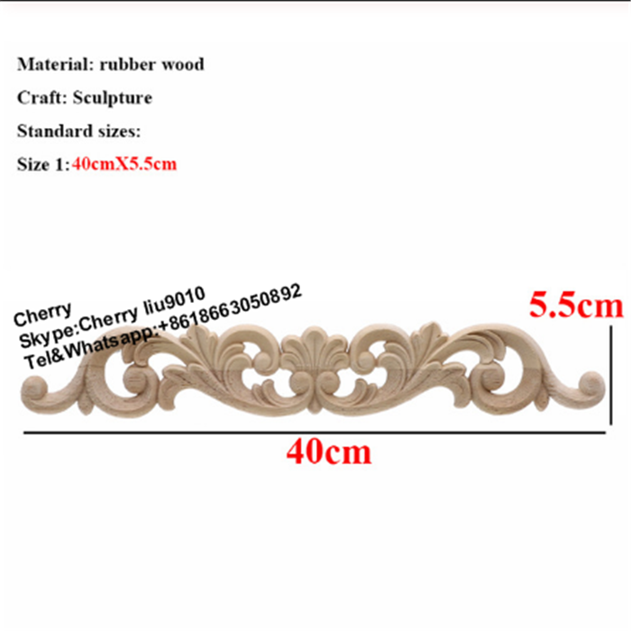 Solid Wood Furniture Parts Wood Carving Oval Rosette Applique