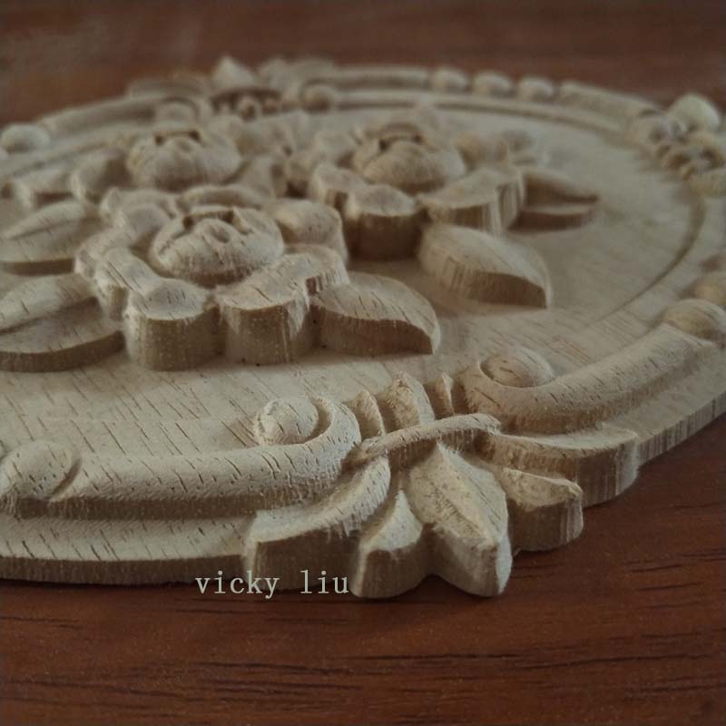 Furniture decoration carving flowers oval wood onlays