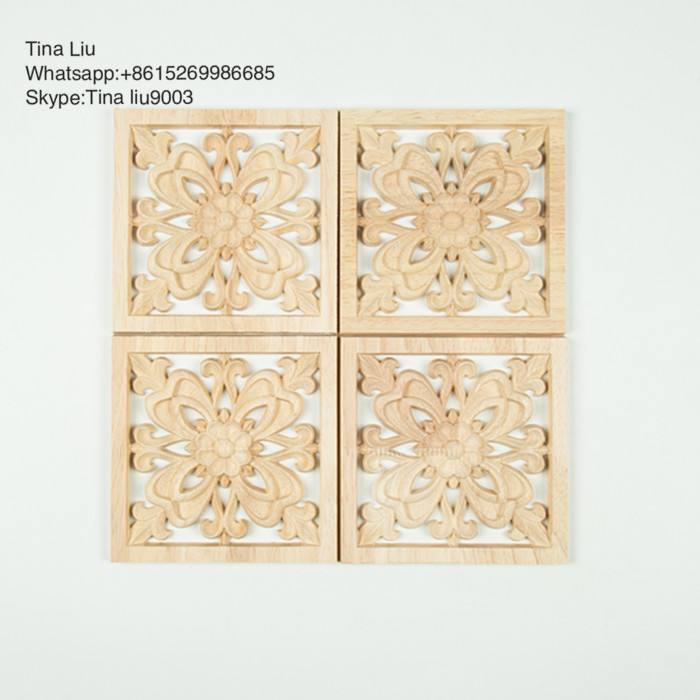 Small flowered square wood appliques rosette