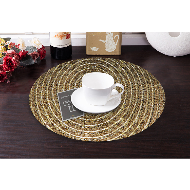 Tabletex wholesale hotel pp plastic round woven non-slip insulation placemat