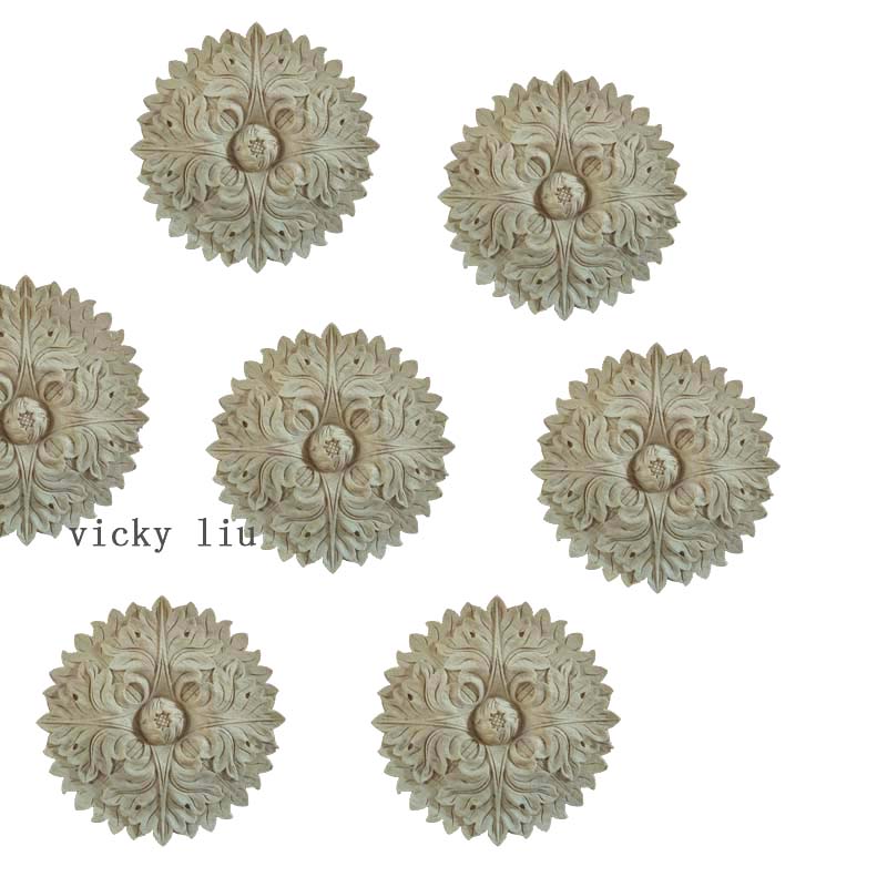 Round lace Furniture decoration carving flowers wood onlays
