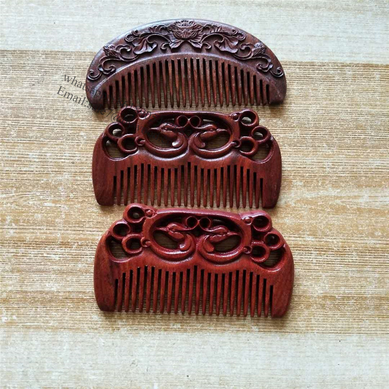 Classical style carved wood ebony wooden hair combs for women