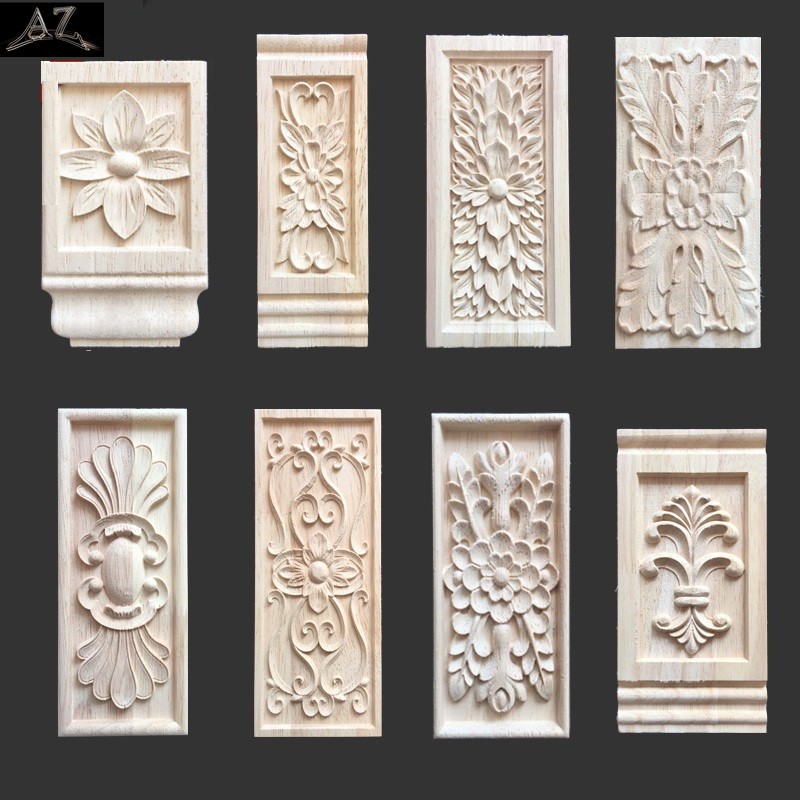 cheap cnc wood carving crafts appliques embossing wood applique