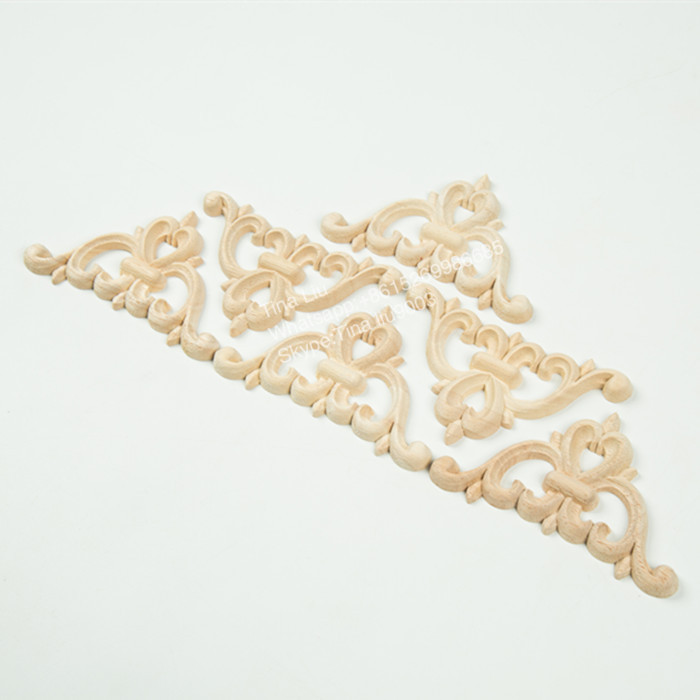 Wood Applique Carving Corner Furniture Frame Onlay Unpainted appliques onlay
