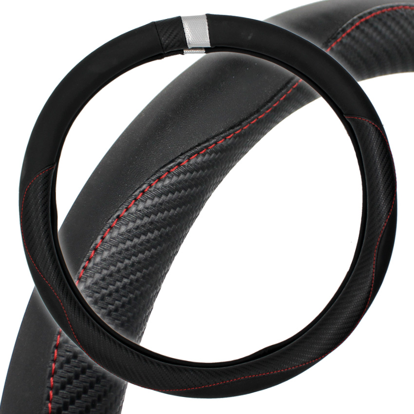 Car Steering Wheel Cover Top PU Leather Anti-Slip 38cm