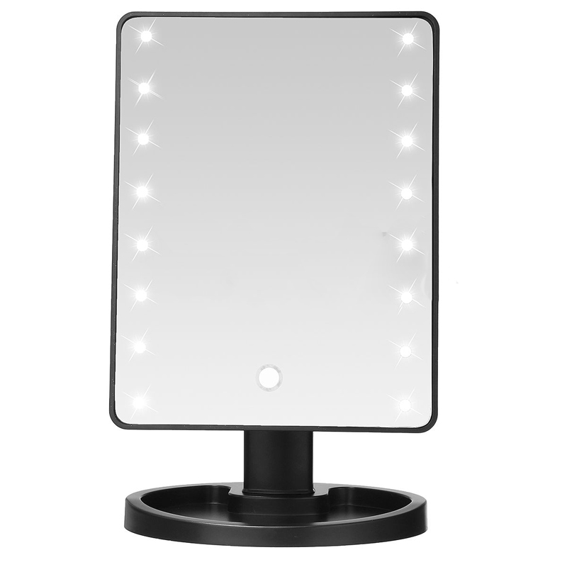 16 LED Lighted Makeup Mirror Touch Illuminated Cosmetic Desktop Vanity Mirror