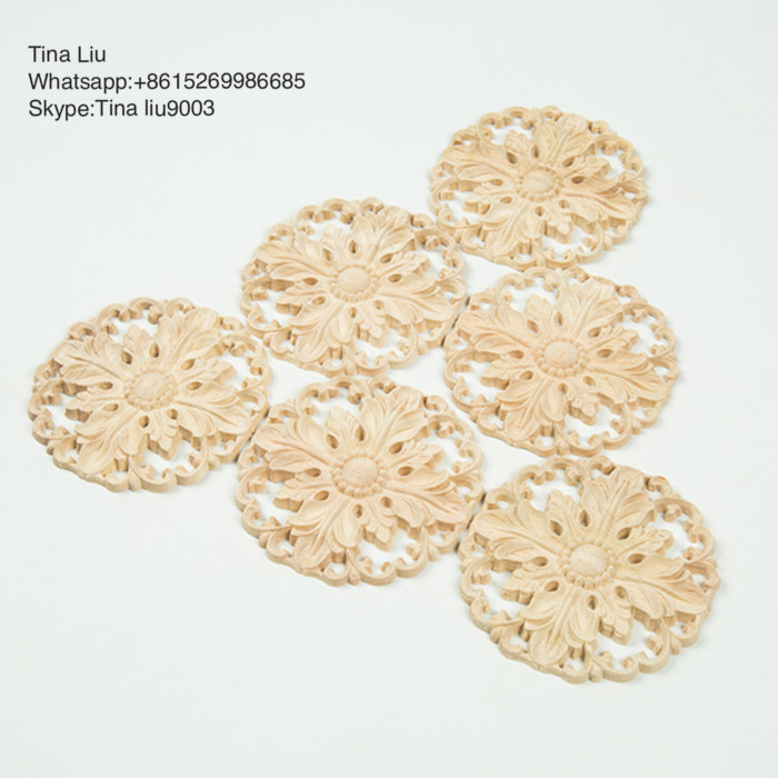 Unpainted Decorative Wood Onlays Round Wood Rosettes