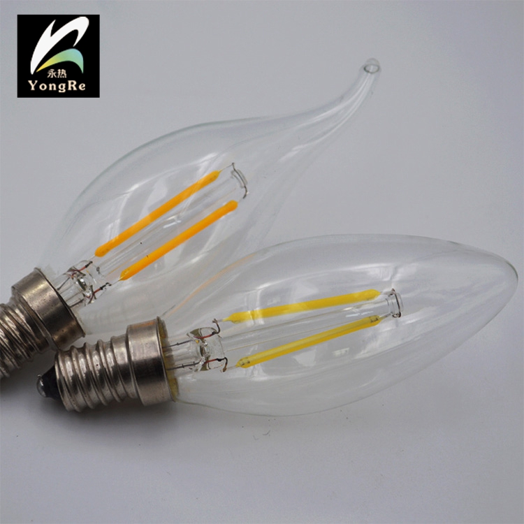 Ce 220V 110V Clear All Glass Filament Candle Bulbs E14 C35 Led