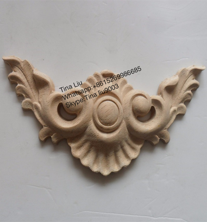 European style real wood decoration material furniture part wood carved onlays