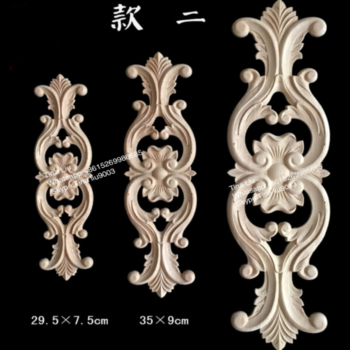Wood Carved Onlay Applique Craft Unpainted Furniture Accessories Appliques
