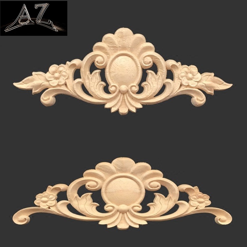 Unpainted flower wood carving antique wood onlays