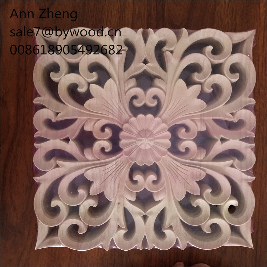 Small Square Leaf wood  Appliques  and onlays hand carved wood onlays