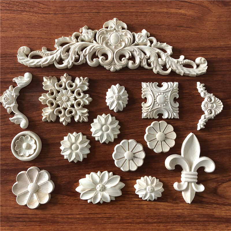 French Carving Style Decorative Carved Wood Embellishments Onlays