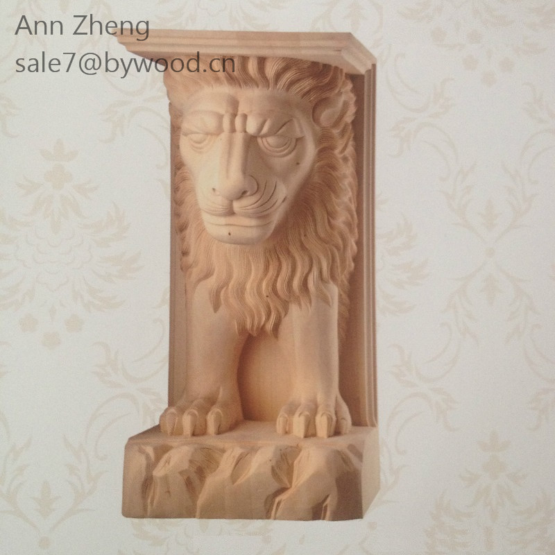 Wood Material customized lion corbel and Carved Technique wooden corbels handcraft carvings lion column